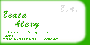 beata alexy business card